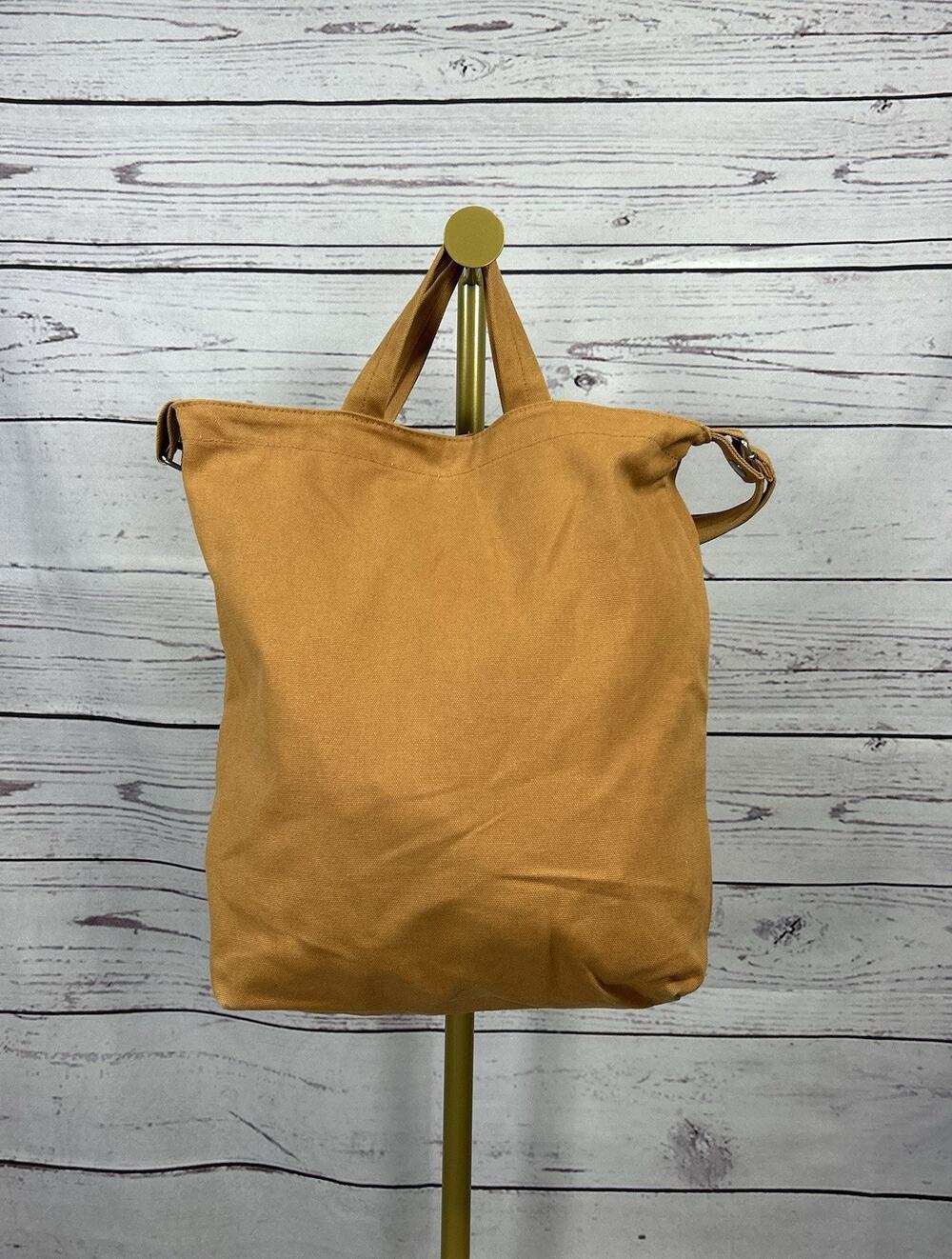 BAGGU Duck Bag Orange Canvas Tote Shoulder Bag Adjustable Strap Large